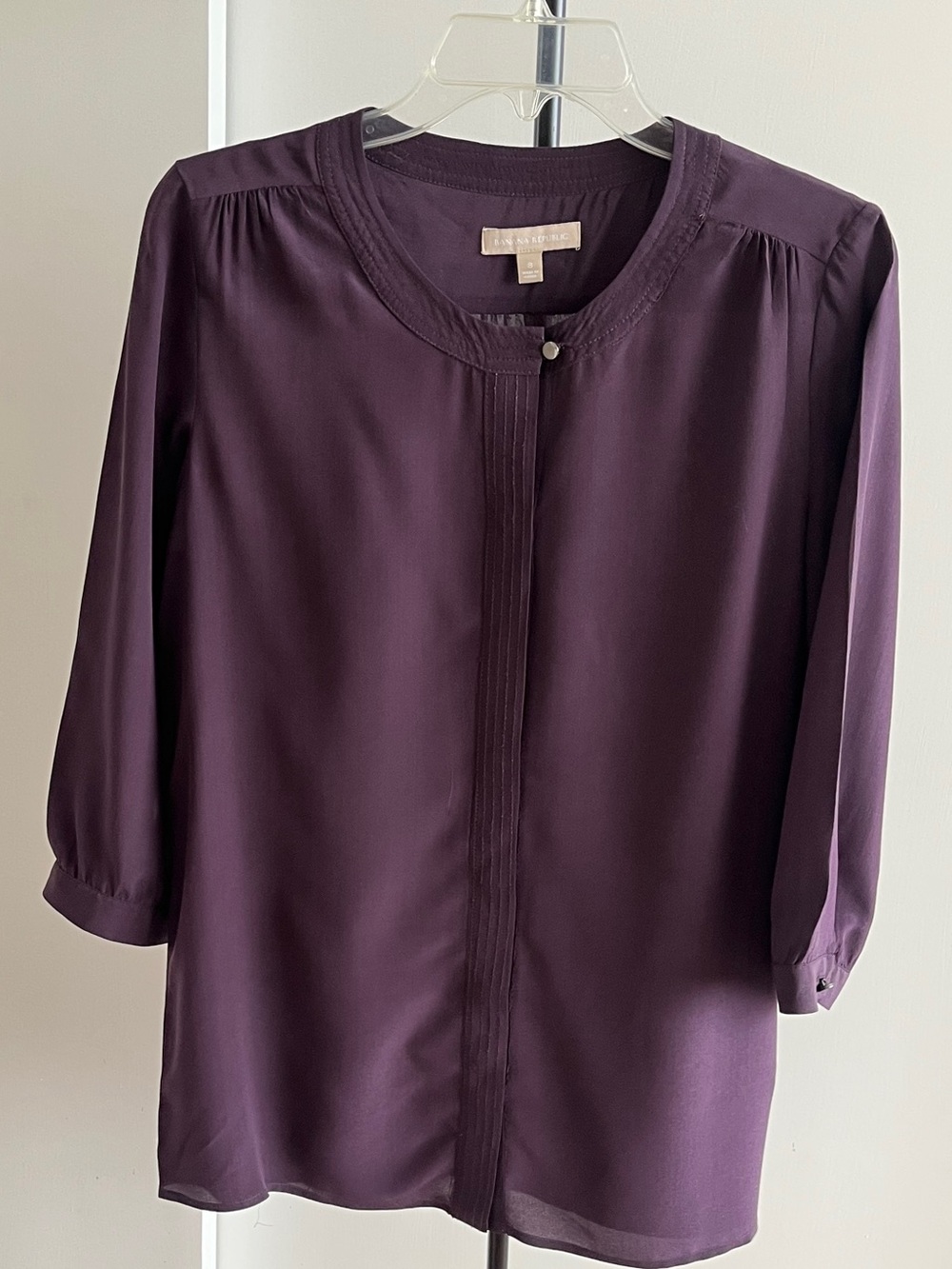 Banana Republic Women's Tunic Blouse Purple 🍆 100% Silk Long sleeve Sz 8 $100+